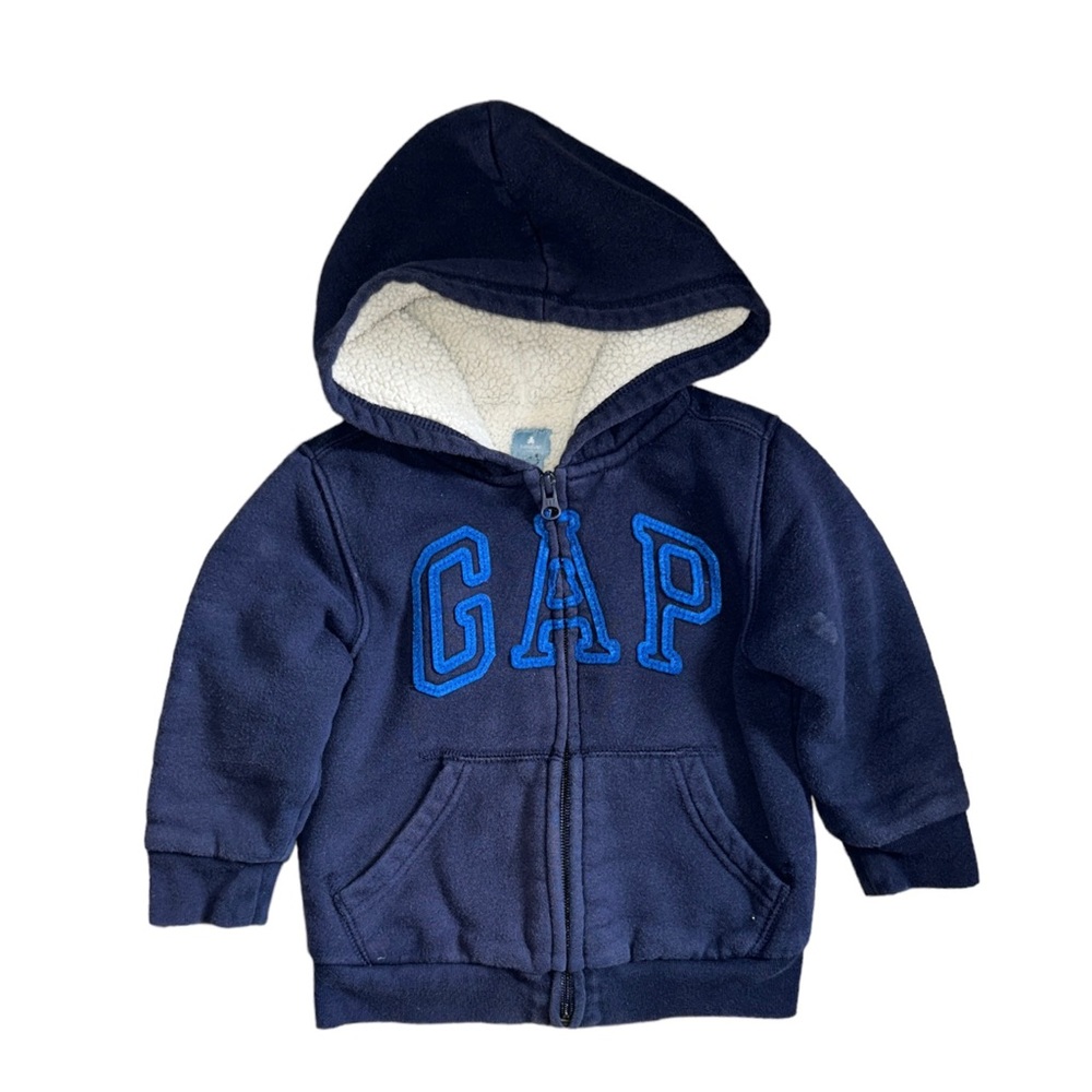 Baby Gap Sherpa Lined L/S Navy Full Zip Hoodie Size 2
